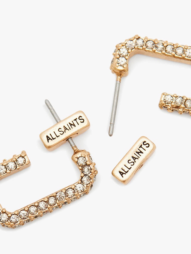 AllSaints Crystal Huggie Hoop Earrings, Gold