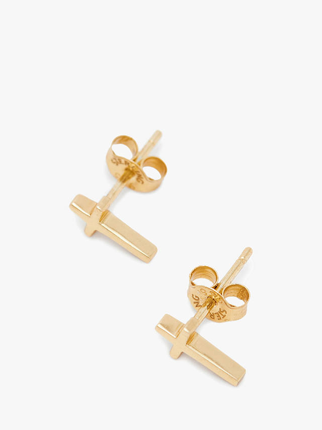 AllSaints Cross Stud Earrings, Gold