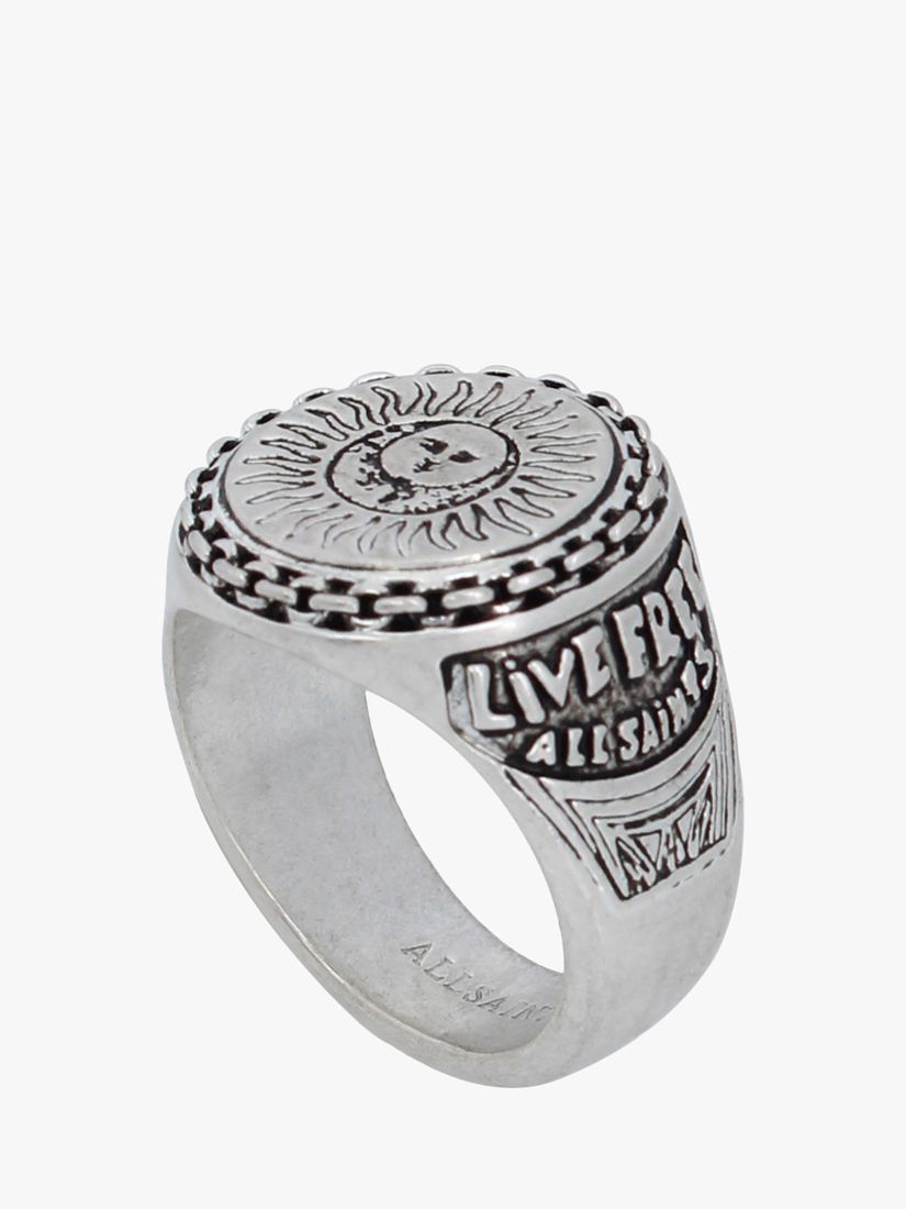 AllSaints Sun Signet Ring, Silver, Medium