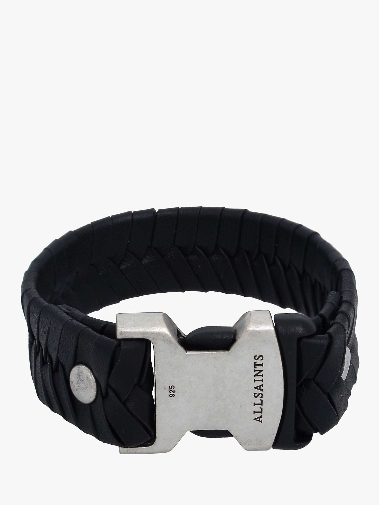 Buy AllSaints Unisex Woven Leather Bracelet, Black/Silver Online at johnlewis.com