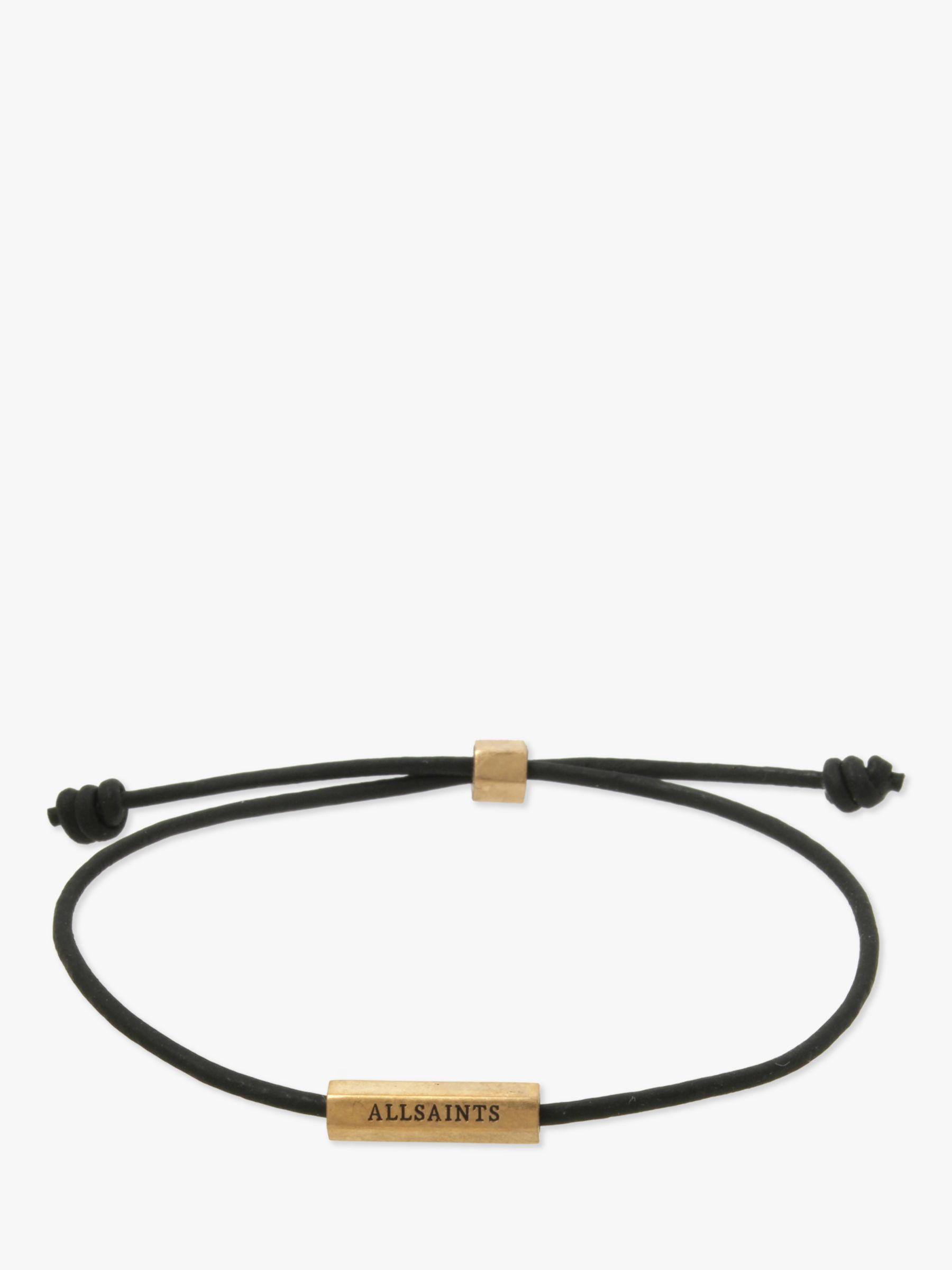 Buy AllSaints Leather Cord and Hexagon Bar Friendship Bracelet, Gold/Black Online at johnlewis.com