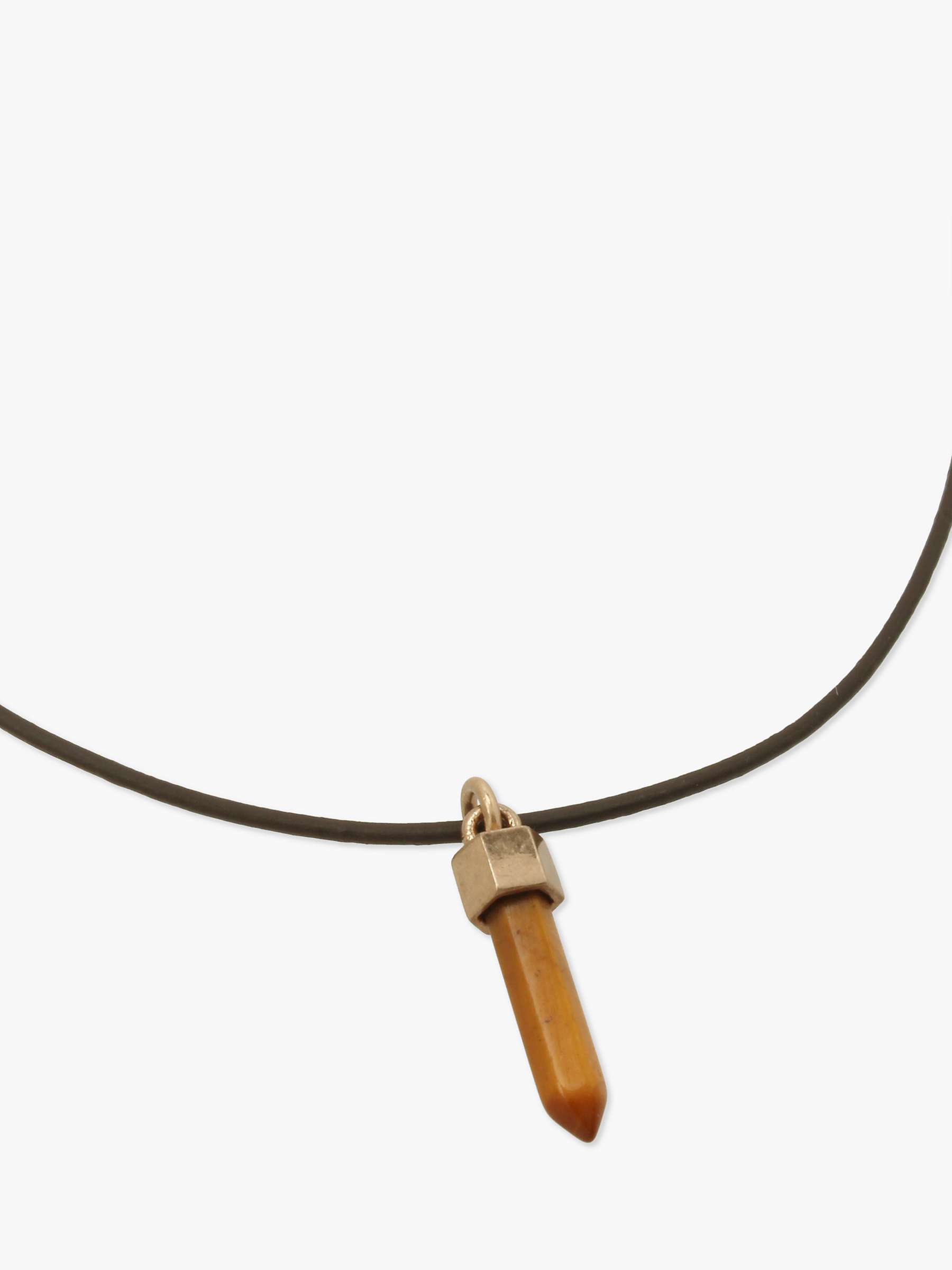 Buy AllSaints Leather Cord and Tiger's Eye Charm Friendship Bracelet, Gold/Black Online at johnlewis.com