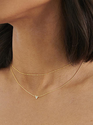 Edge of Ember 14ct Gold Diamond Heart Pendant Necklace