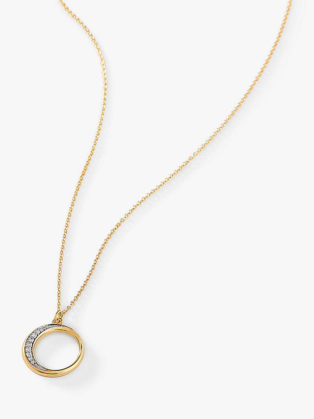Edge of Ember 14ct Gold Diamond Circle Pendant Necklace