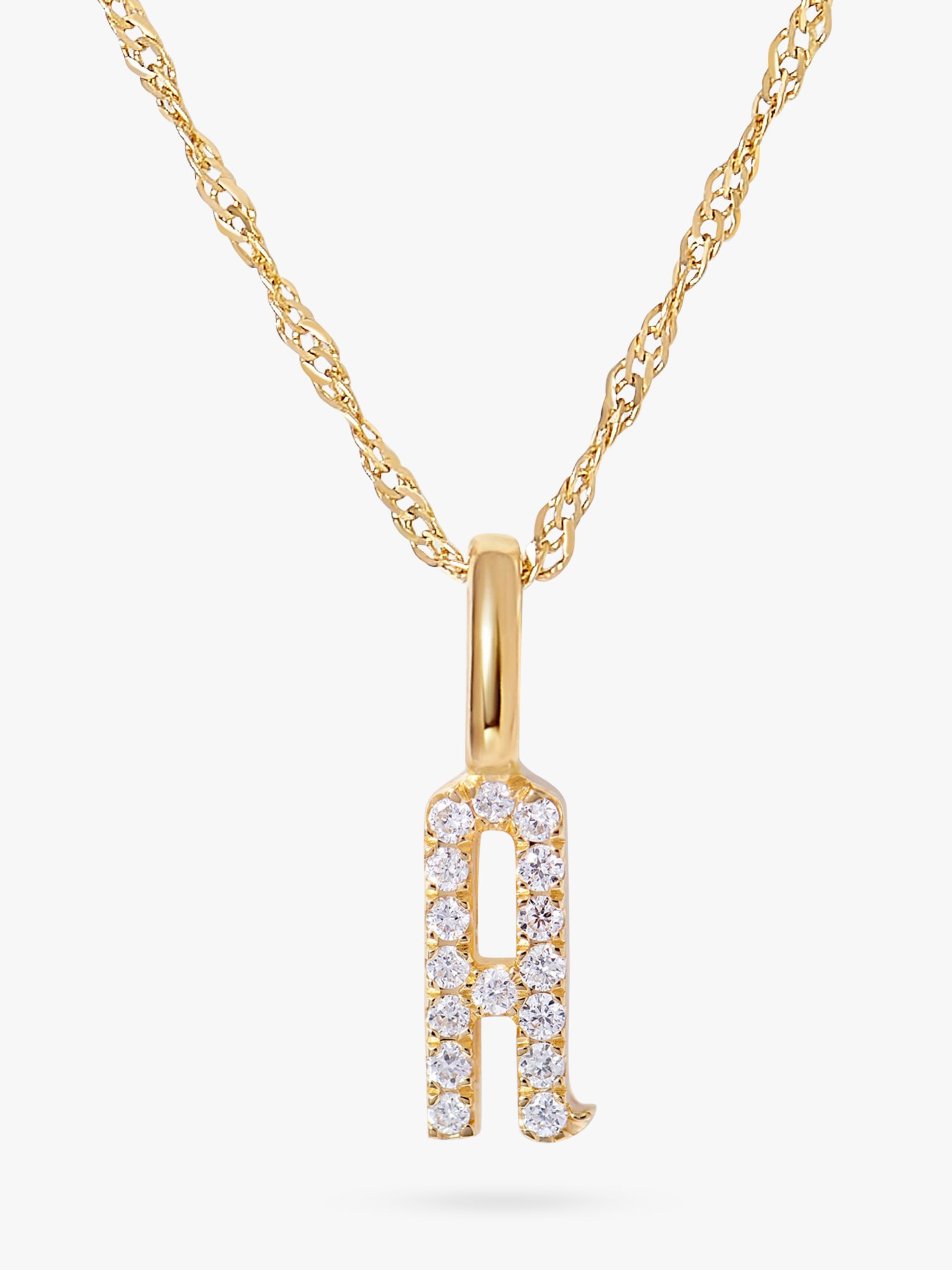 Edge of Ember 14ct Gold Diamond Initial Pendant Necklace, A at John ...