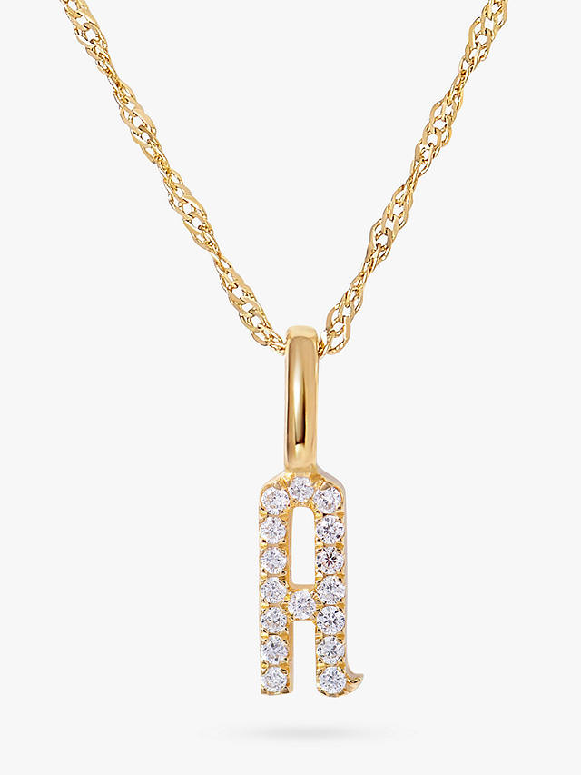Edge of Ember 14ct Gold Diamond Initial Pendant Necklace, A