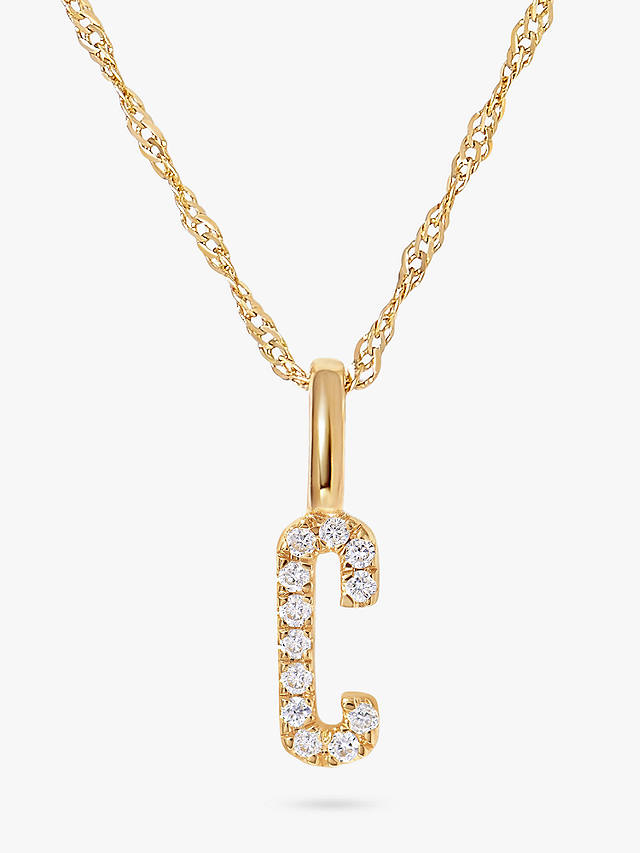 Edge of Ember 14ct Gold Diamond Initial Pendant Necklace, C