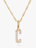 Edge of Ember 14ct Gold Diamond Initial Pendant Necklace, C