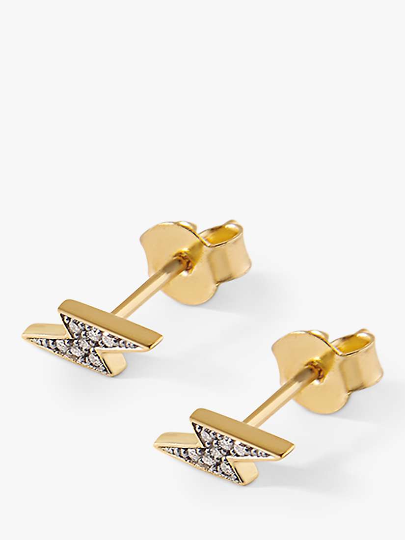Buy Edge of Ember 14ct Gold Diamond Lightning Bolt Stud Earrings Online at johnlewis.com