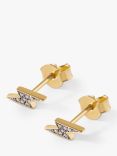 Edge of Ember 14ct Gold Diamond Lightning Bolt Stud Earrings