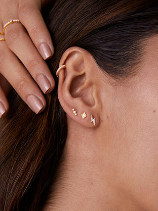 Edge of Ember 14ct Gold Diamond Lightning Bolt Stud Earrings