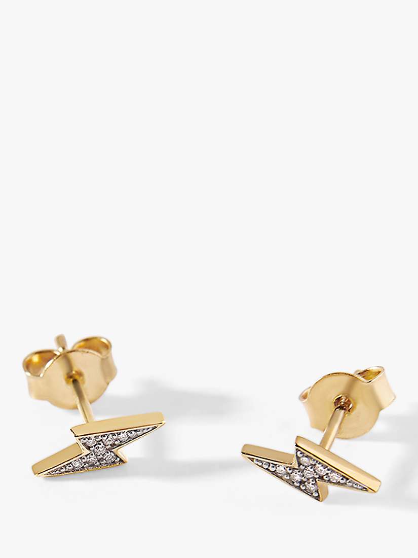 Buy Edge of Ember 14ct Gold Diamond Lightning Bolt Stud Earrings Online at johnlewis.com