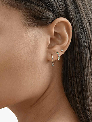 Edge of Ember 14ct Gold Emerald Mini Hoop Earrings