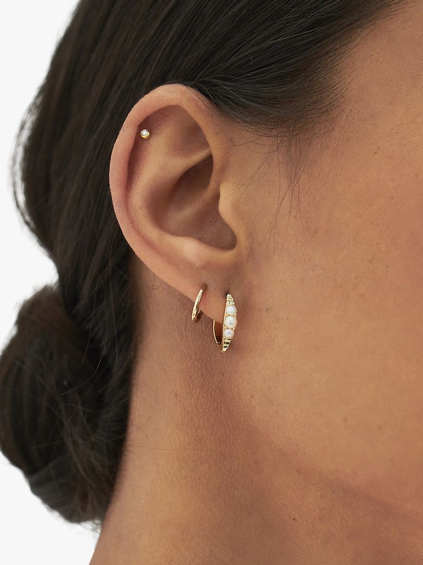Edge of Ember Freshwater Pearl Hoop Earrings, Gold