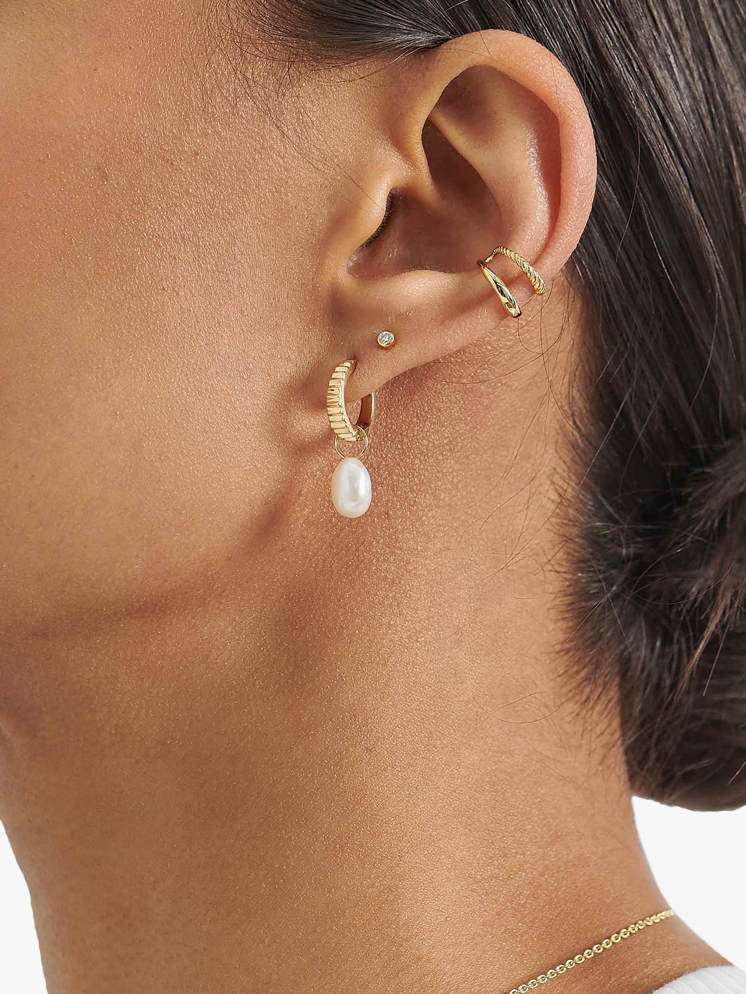 Buy Edge of Ember Summer Freshwater Pearl Charm Drop Earrings, Gold Online at johnlewis.com
