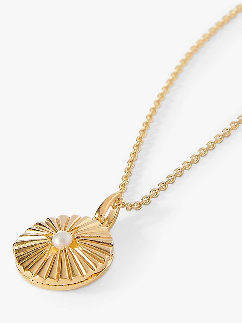 Buy Edge of Ember Freshwater Pearl Round Locket Necklace, Yellow Gold Online at johnlewis.com