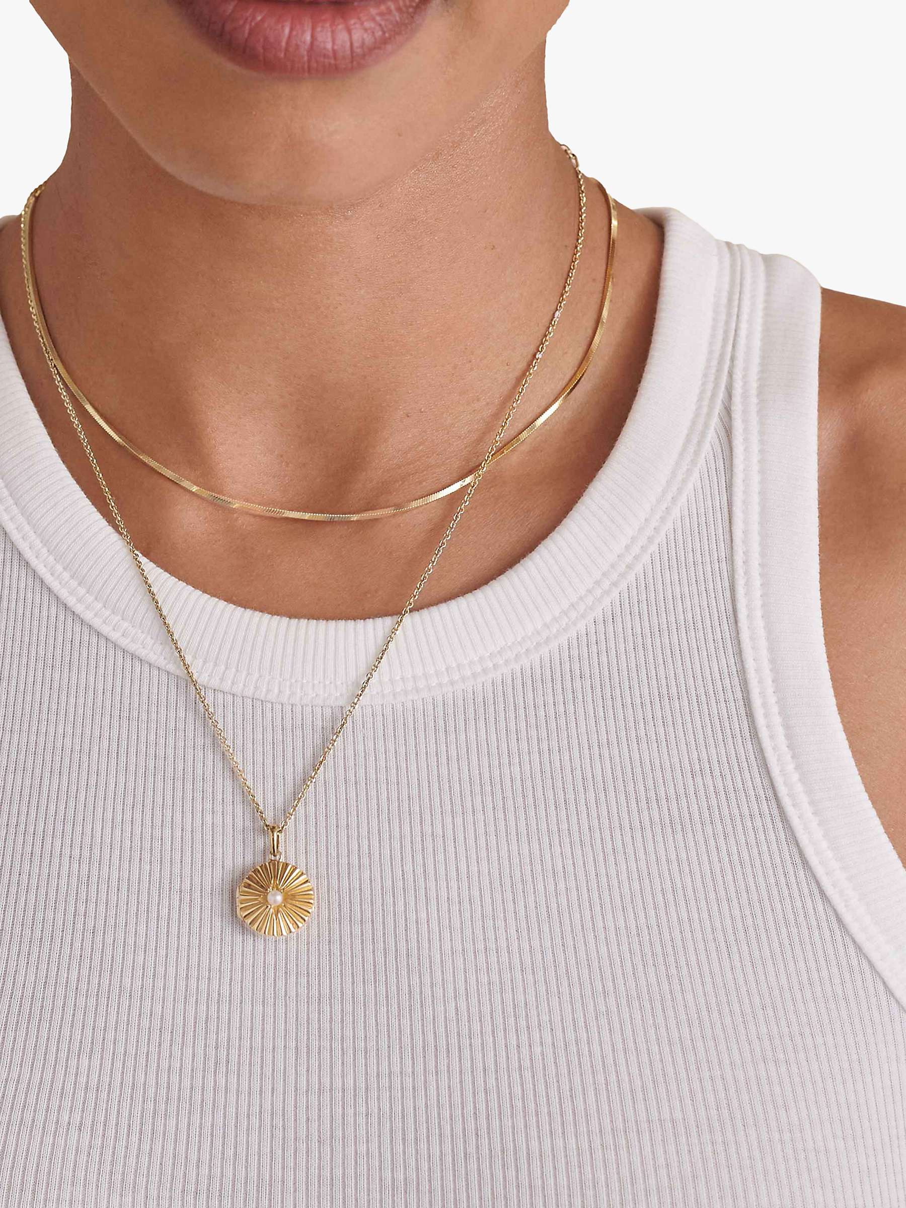 Buy Edge of Ember Freshwater Pearl Round Locket Necklace, Yellow Gold Online at johnlewis.com