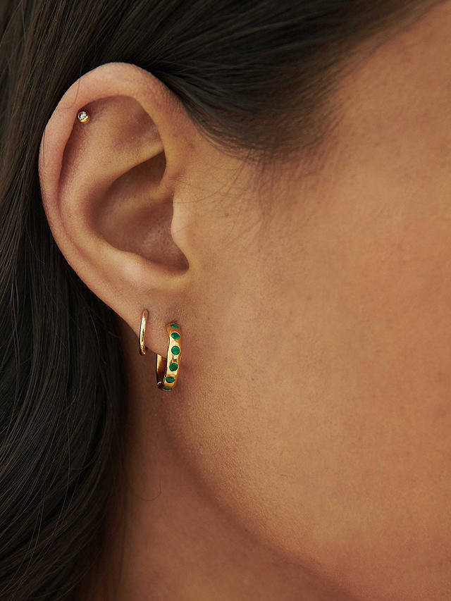 Edge of Ember Summer Gemstone Hoop Earrings, Green Onyx/Gold