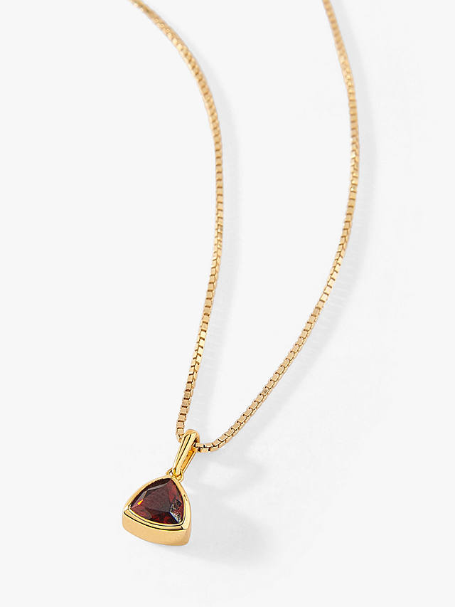 Edge of Ember Triangle Gemstone Pendant Necklace, January Garnet