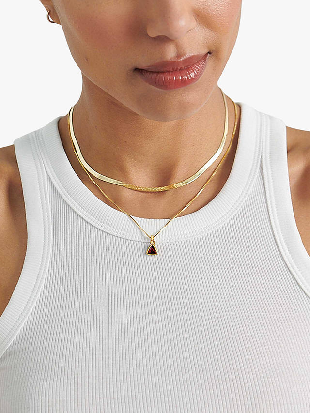 Edge of Ember Triangle Gemstone Pendant Necklace, January Garnet