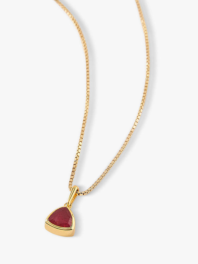 Edge of Ember Triangle Gemstone Pendant Necklace, July Ruby
