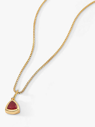 Edge of Ember Triangle Gemstone Pendant Necklace, July Ruby