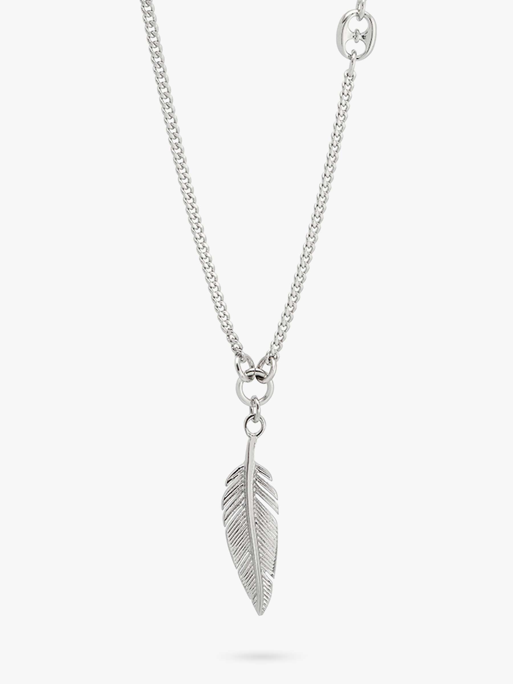 Buy BARTLETT LONDON Men's Feather Pendant Necklace, Silver Online at johnlewis.com