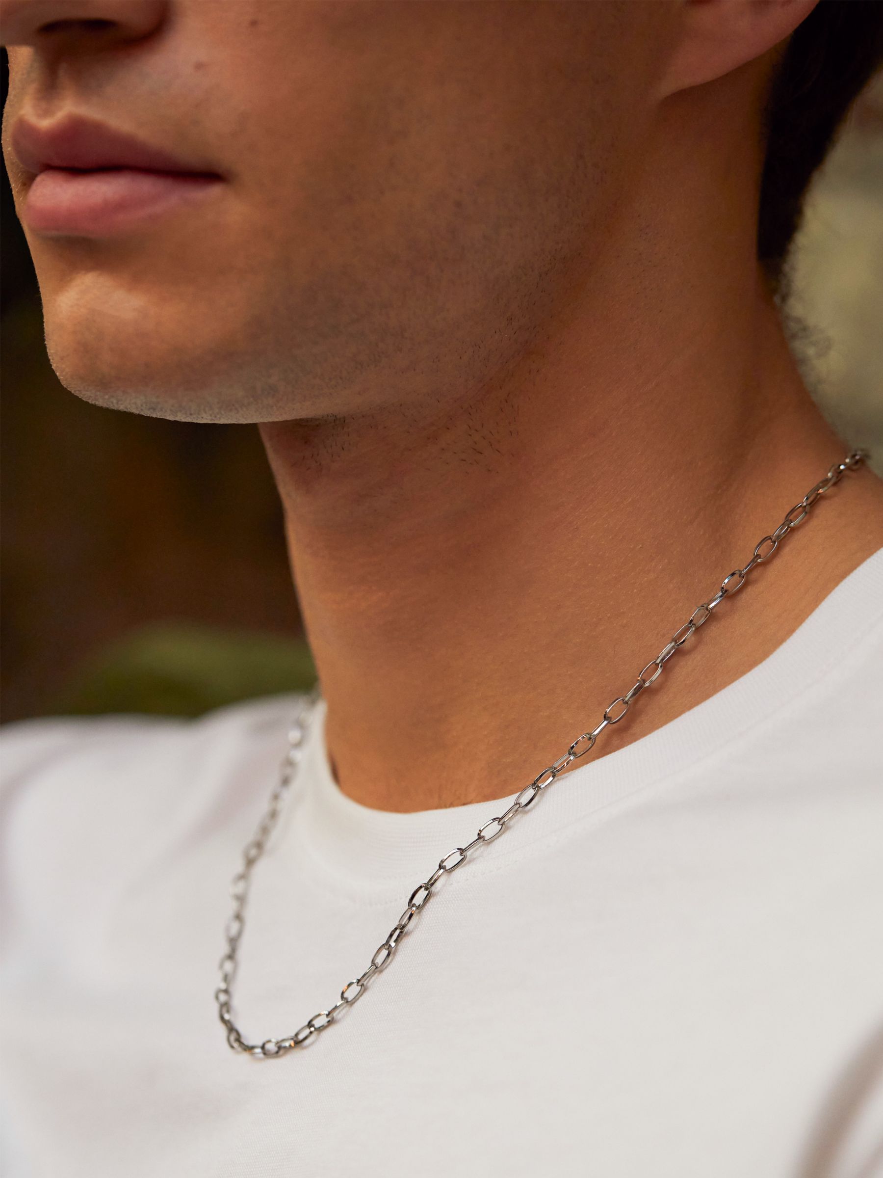 BARTLETT LONDON Men's Paperclip Chain Necklace, Silver