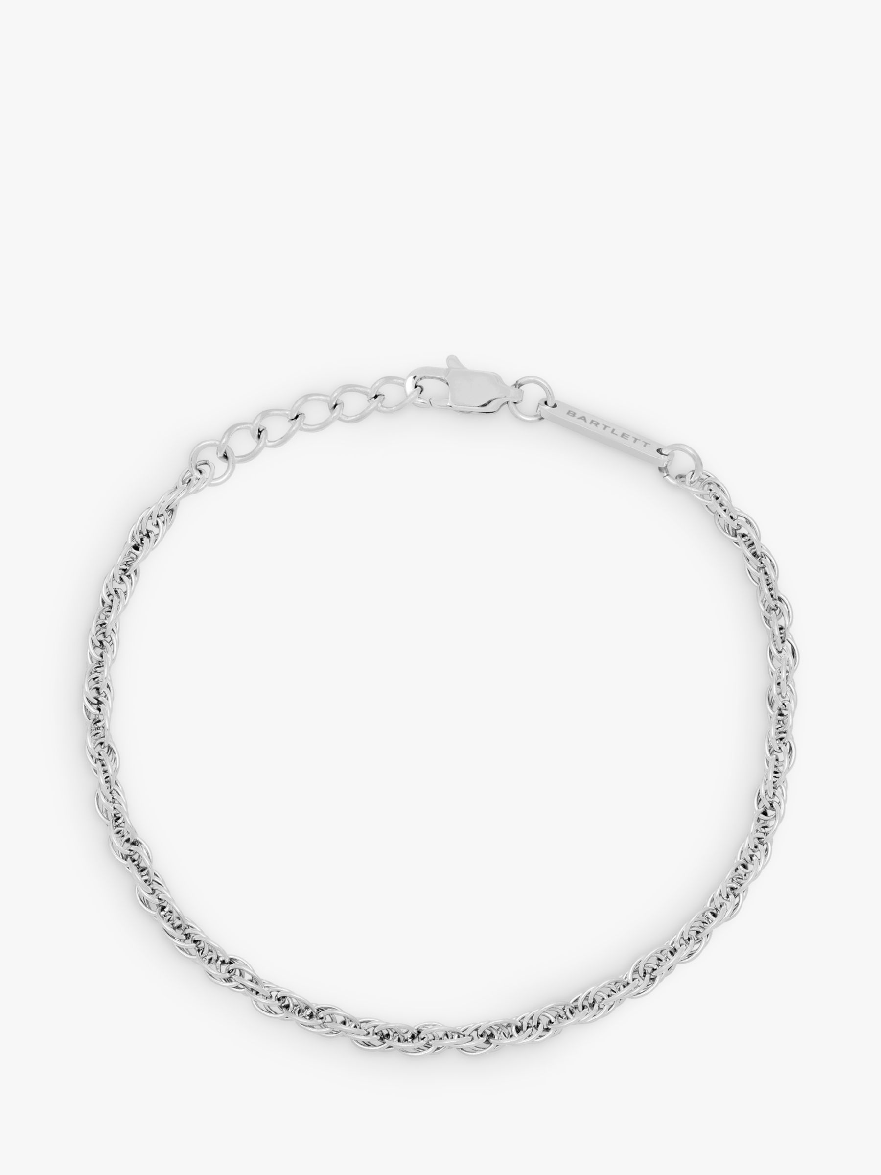 BARTLETT LONDON Men's Rope Chain Bracelet, Silver at John Lewis & Partners