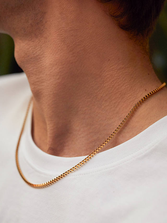 BARTLETT LONDON Men's Box Chain Necklace, Gold
