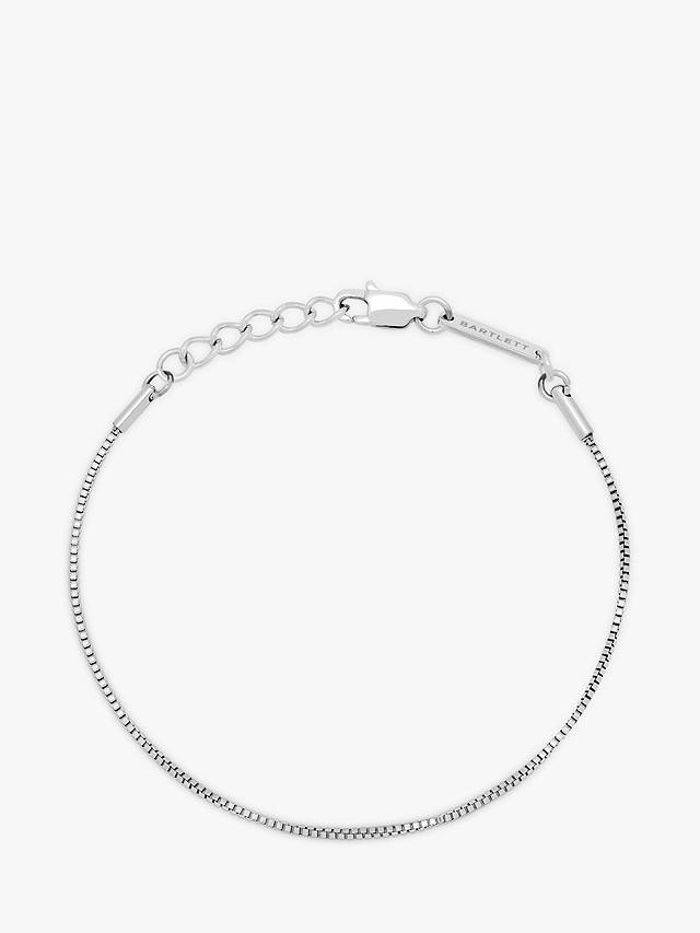 BARTLETT LONDON Men's Thin Box Chain Bracelet, Silver
