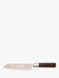 Katana Saya Flame Rainbow Damascus Steel & Rosewood Handle Santoku Knife, 18cm