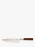 Katana Saya Flame Rainbow Damascus Steel & Rosewood Handle Chef's Knife, 20cm