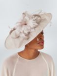 John Lewis Hattie Large Disc Occasion Hat, Candy, Taupe