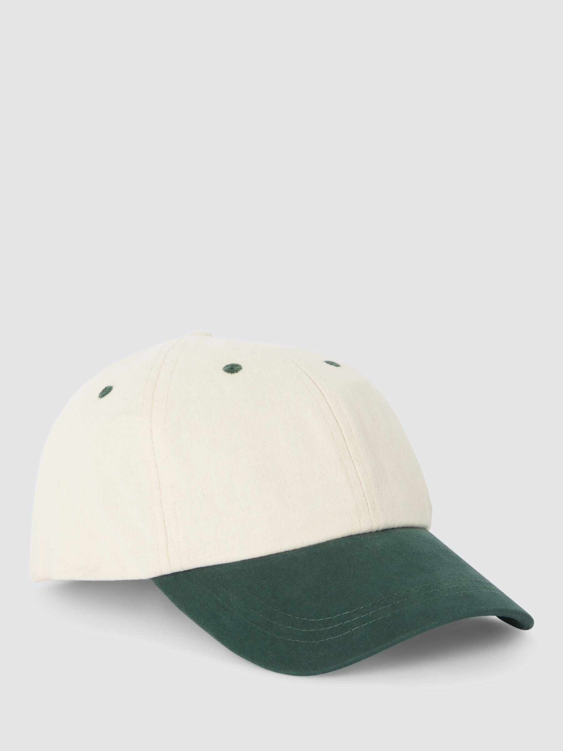 John Lewis ANYDAY Contrast Peak Baseball Cap, Green/White