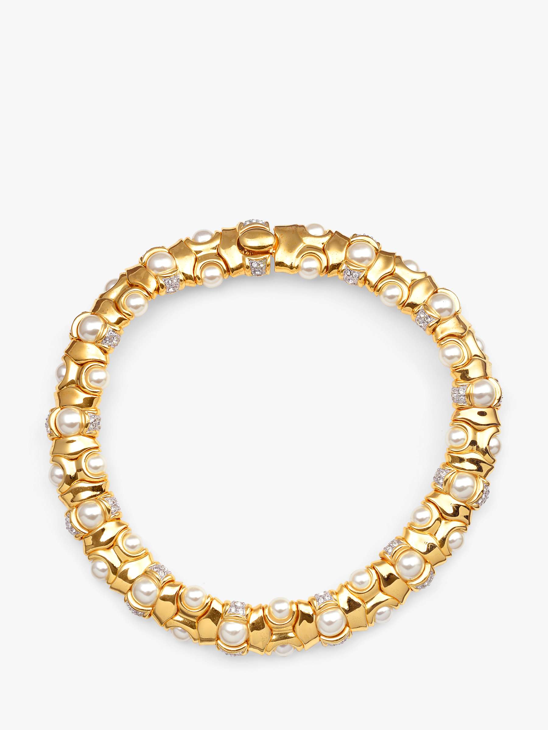 Buy Eclectica Vintage 22ct Gold Plated Faux Pearl & Swarovski Crystal Collar Necklace, Gold Online at johnlewis.com