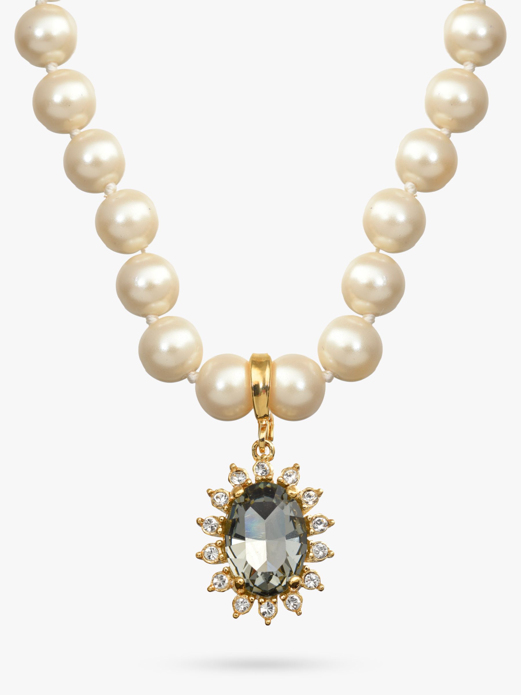 Buy Eclectica Vintage 22ct Gold Plated Faux Pearl and Swarovski Crystal Pendant Necklace, Dated Circa 1980s Online at johnlewis.com