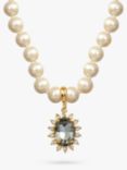Eclectica Pre-Loved 22ct Gold Plated Faux Pearl and Swarovski Crystal Pendant Necklace, Dated Circa 1980s