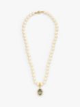 Eclectica Pre-Loved 22ct Gold Plated Faux Pearl and Swarovski Crystal Pendant Necklace, Dated Circa 1980s