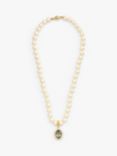 Eclectica Vintage 22ct Gold Plated Faux Pearl and Swarovski Crystal Pendant Necklace, Dated Circa 1980s