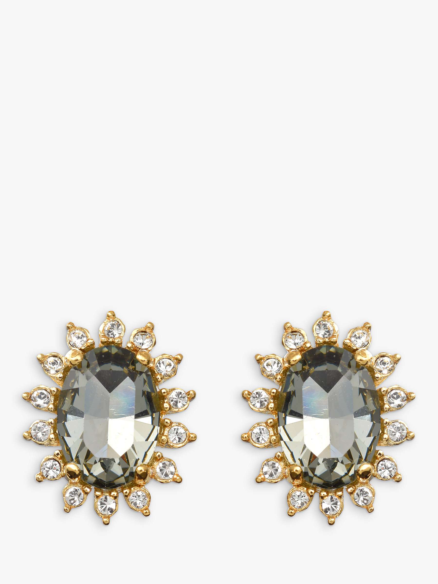 Buy Eclectica Vintage 22ct Gold Plated Swarovski Crystal Clip-On Earrings, Gold/Grey Online at johnlewis.com