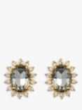 Eclectica Vintage 22ct Gold Plated Swarovski Crystal Clip-On Earrings, Gold/Grey