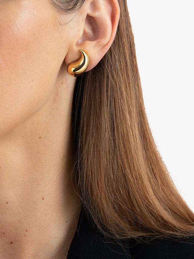 Eclectica Vintage 22ct Gold Plated Clip-On Comma Earrings, Dated Circa 1980s