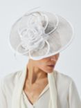 John Lewis Phoebe Satin Trim Disc Occasion Hat, Pearl/White