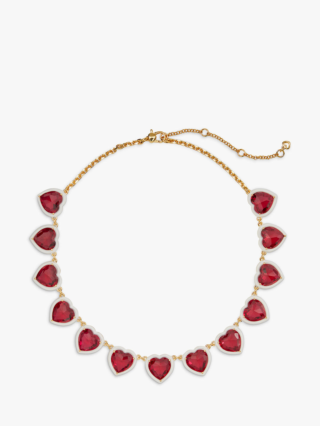 kate spade new york Crystal Heart Statement Necklace, Red/Multi