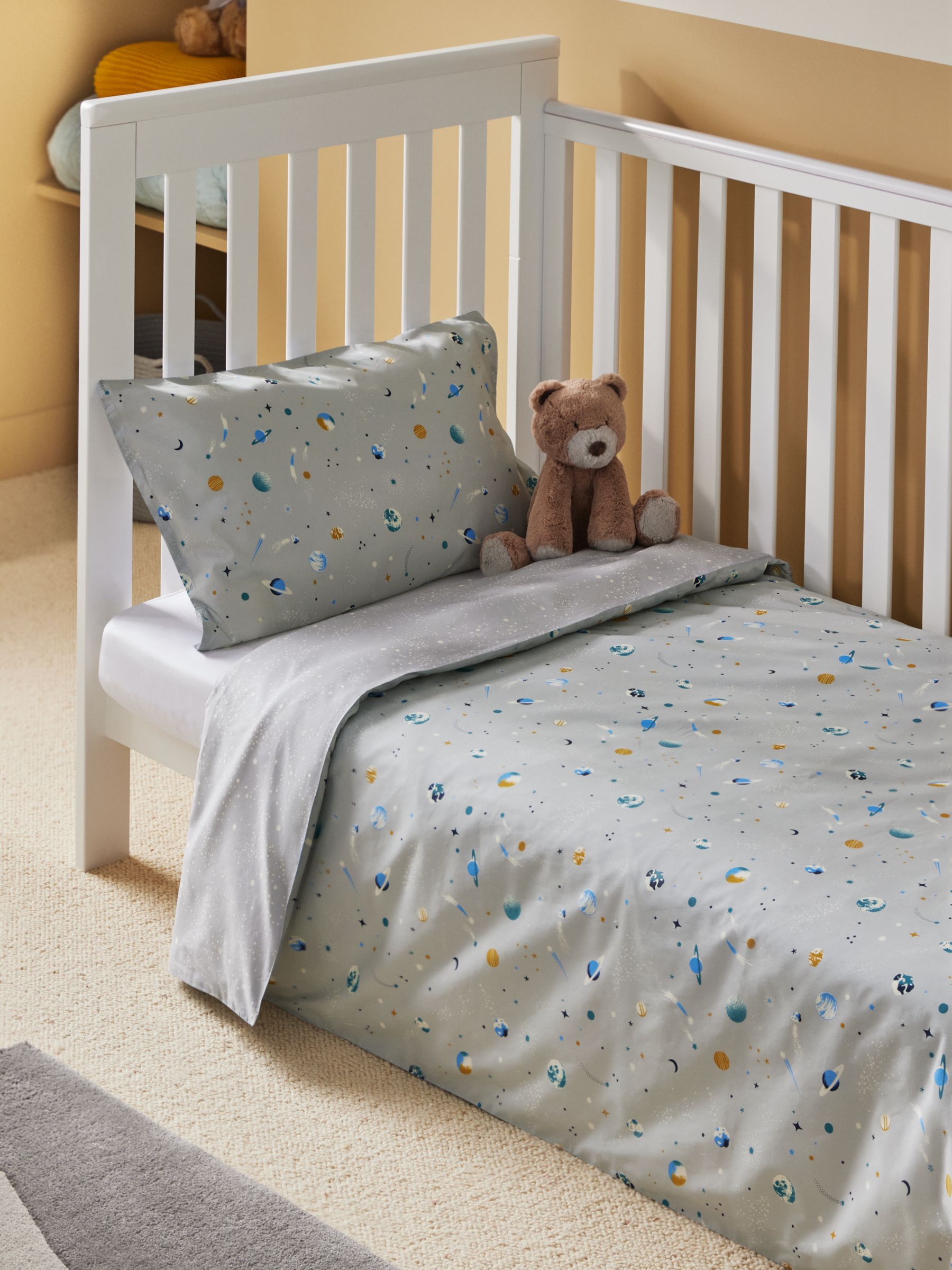 John Lewis Outer Space Reversible Pure Cotton Toddler Duvet Cover and ...