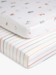 John Lewis Little Farm Cotton Fitted Baby Sheet, Pack of 2, Cotbed (70 x 140cm)