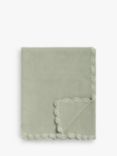 John Lewis Scalloped Cotton Baby Blanket, 100 x 80cm, Green
