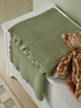John Lewis Scalloped Cotton Baby Blanket, 100 x 80cm, Green