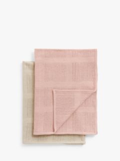 John Lewis Baby Cellular Blanket, Pack of 2, 90 x 70cm, Pink/Multi